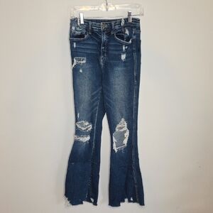 Flying Monkey Distressed Ultimate High Rise Flare Jeans Sz 26